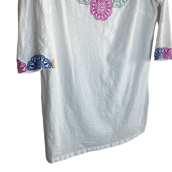 Boden Eda Embroidered Jersey Tunic White Cotton Women’s 10 - Picture 3 of 7